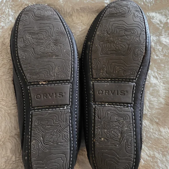 Orvis Dark Brown Leather Moccasin Slippers with Bow - Picture 2 of 2
